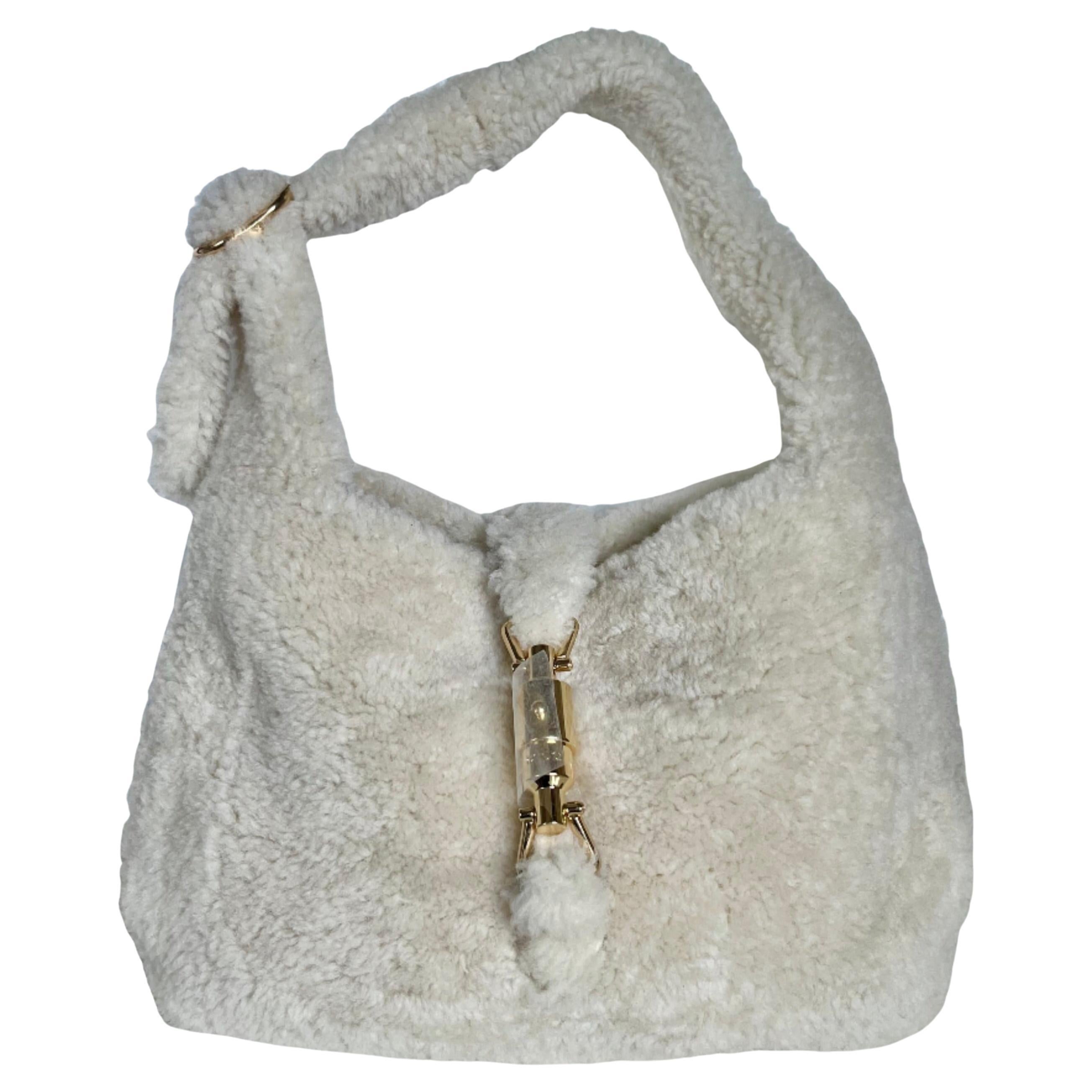Gucci Jackie 1961 - Borsa bianca in montone di peluche - piccola