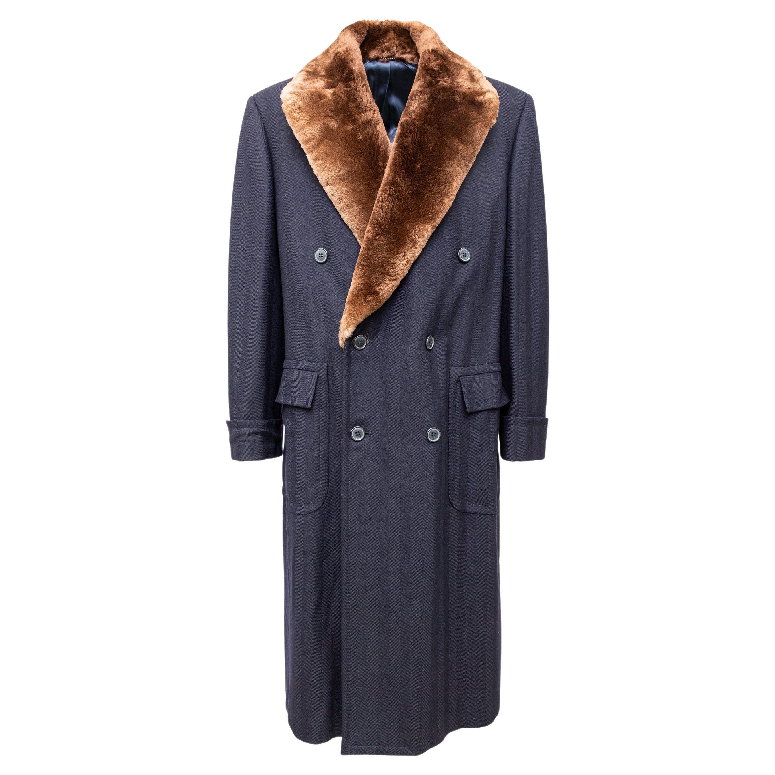 Hermès Double Breasted Overcoat with Fur - 
90s