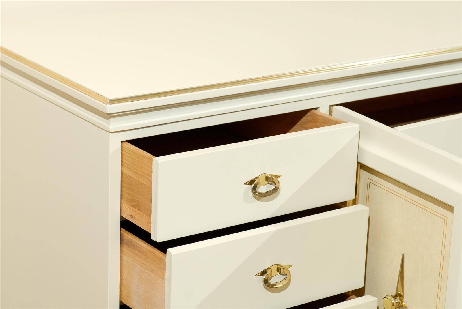 Mid-20th Century Remarkable Chest or Buffet by American of Martinsville in Cream Lacquer For Sale