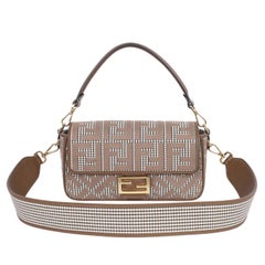 Fendi Baguette Bag Zucca Houndstooth Wool Brown
