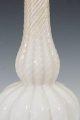 Midcentury White and Gold Spun Murano Glass Table Lamp