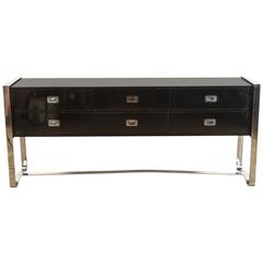 Modern Design Steel and Wood Sideboard with Black Enamel Finish 1