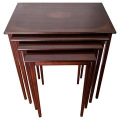 19th Century English Mahogany Inlaid Nesting Tables