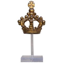 19th C. Italian Gilt Wood Crown on Lucite Base