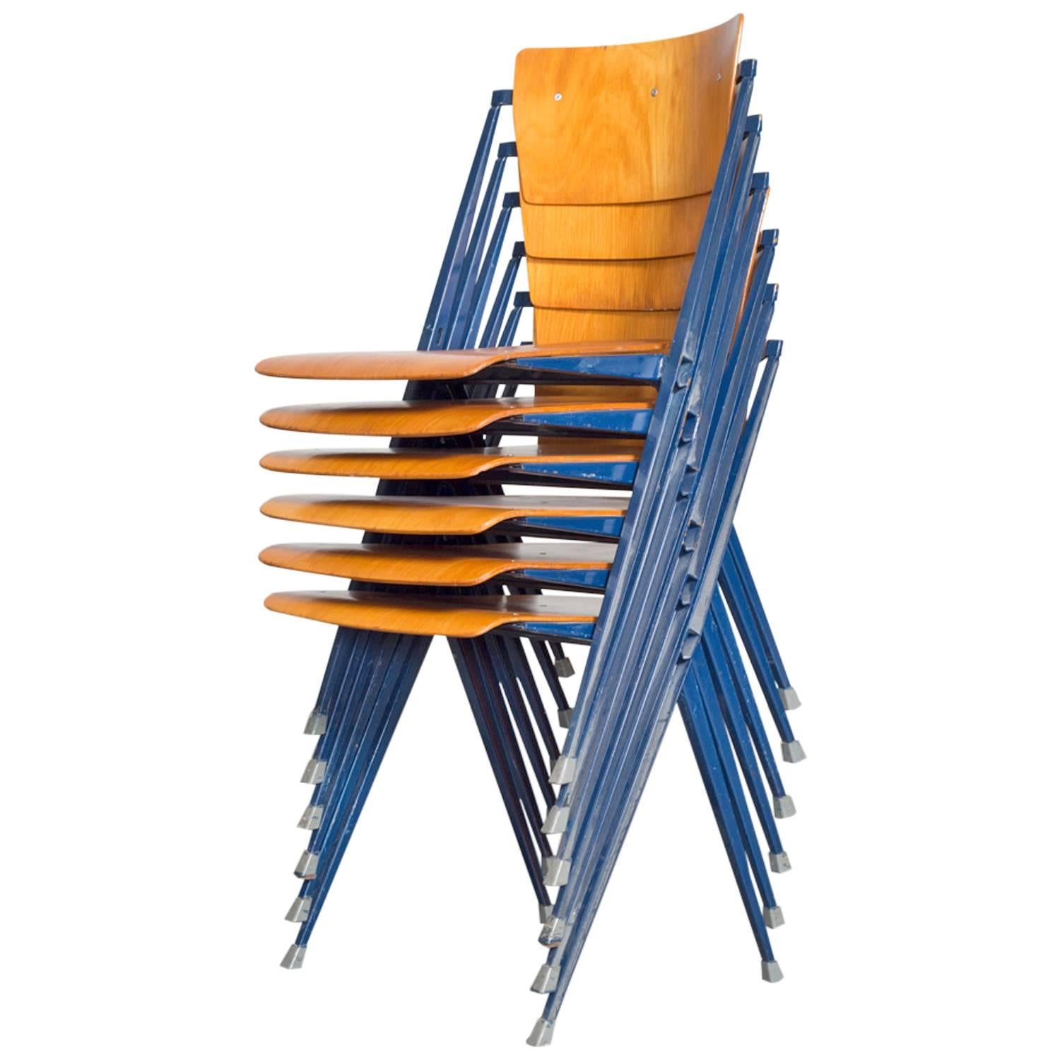 Set of Six Stacking Wim Rietveld Pyramid Chairs