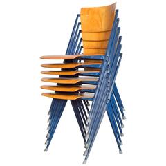 Set of Six Stacking Wim Rietveld Pyramid Chairs