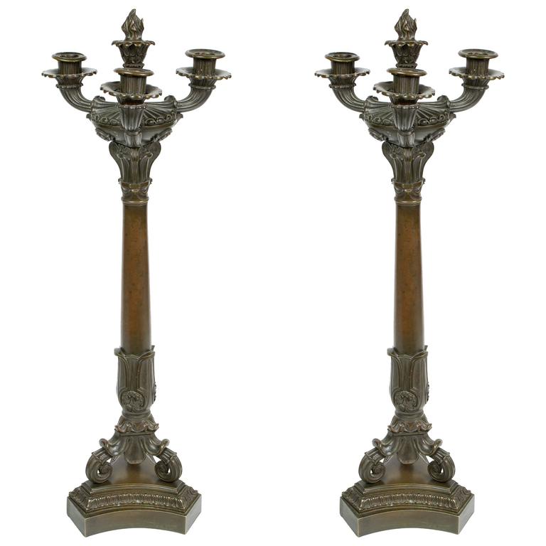 Paire de candélabres Charles X en bronze