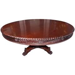 Caribbean Kingswood Gadrooned Circular Pedestal Table, Circa 1830