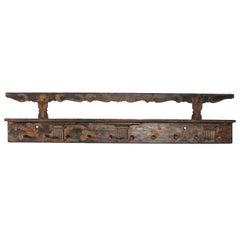 Antique Hungarian Wall Rack with Original Paint, circa 1880