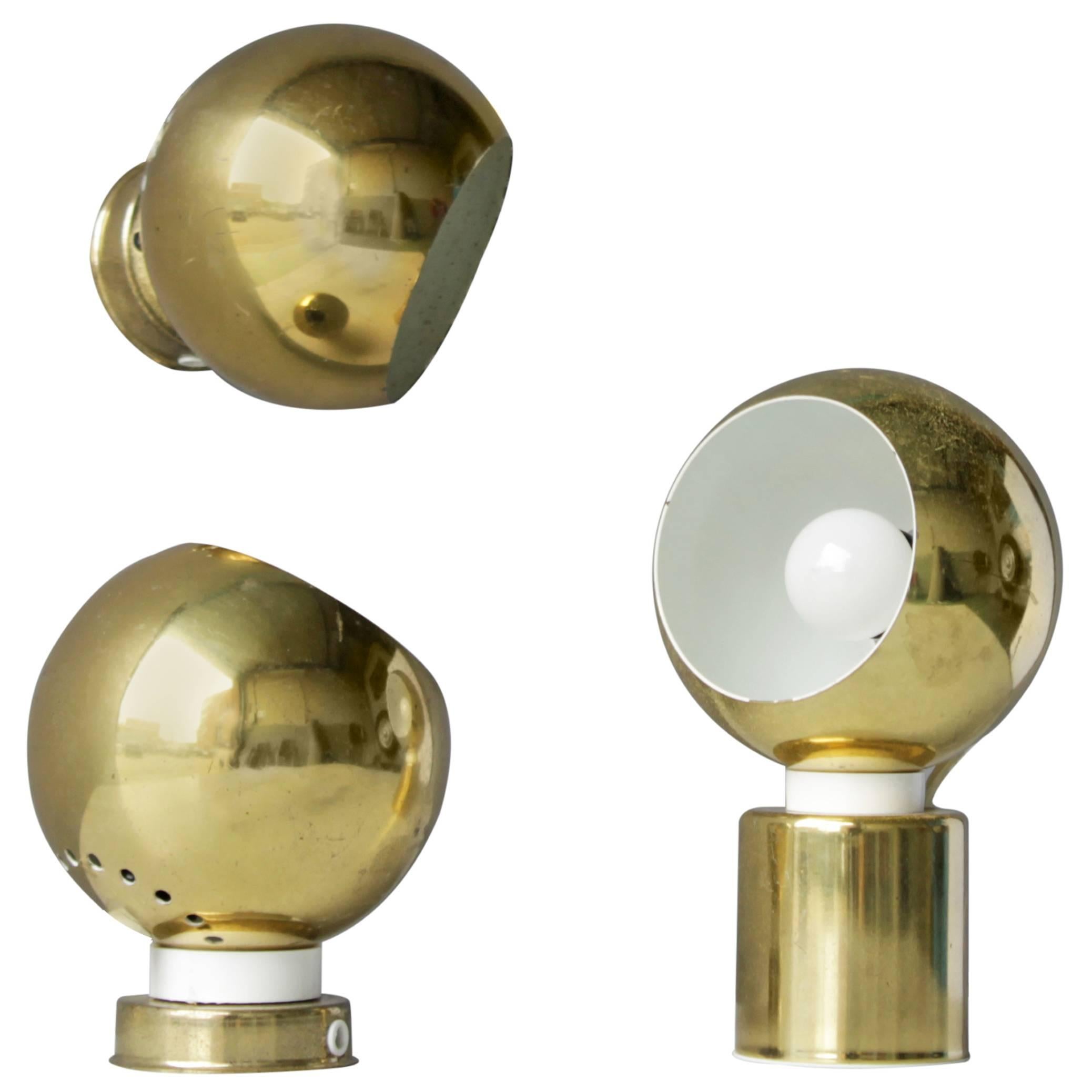 Three Magnetic Brass Ball Lights by Reggiani