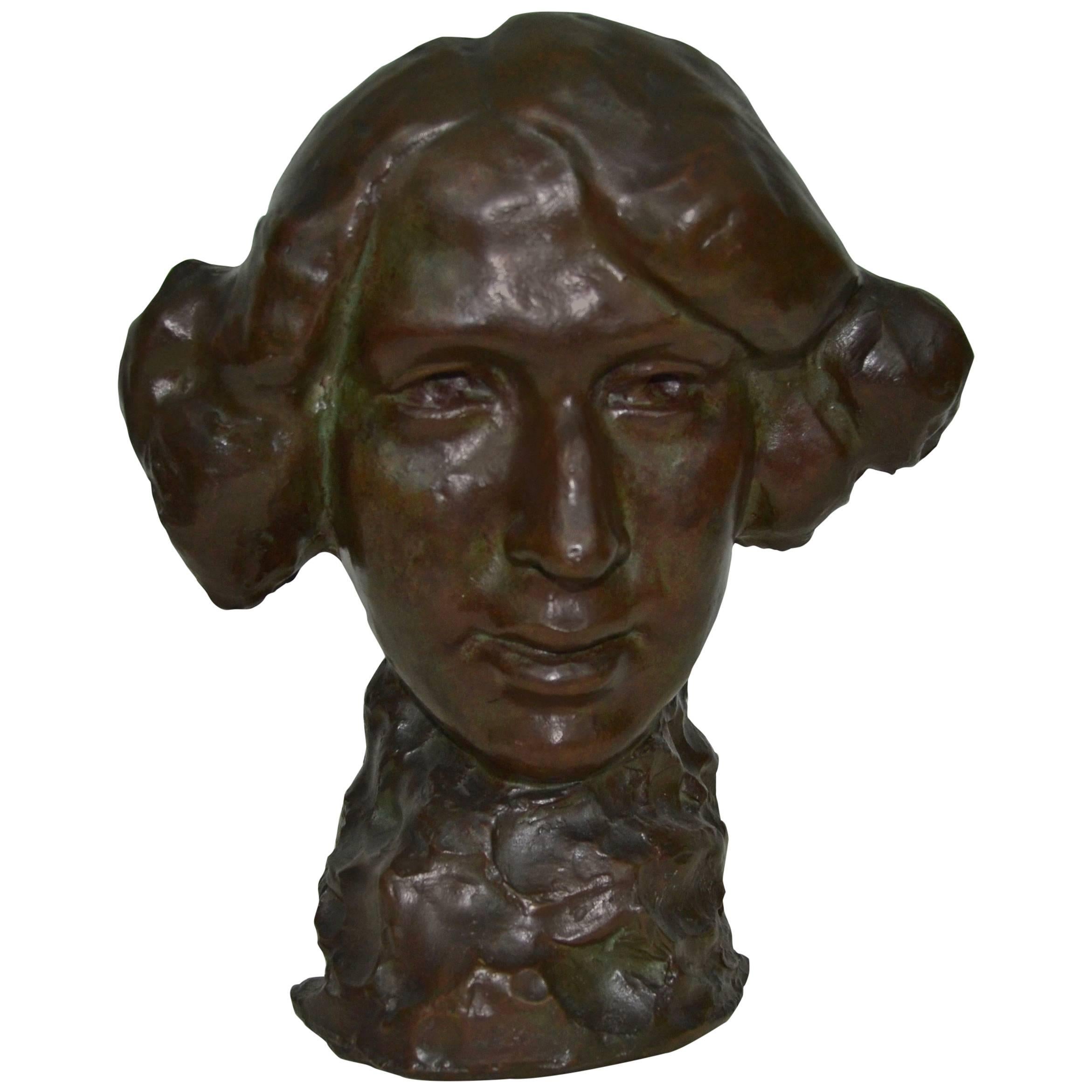 1920s German Bronze Bust For Sale