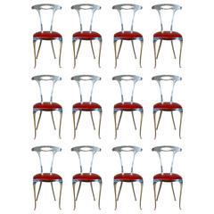 10 Polished Aluminum Thinline Dining Chairs