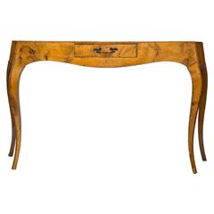 Midcentury Italian Console Table in Olive Wood