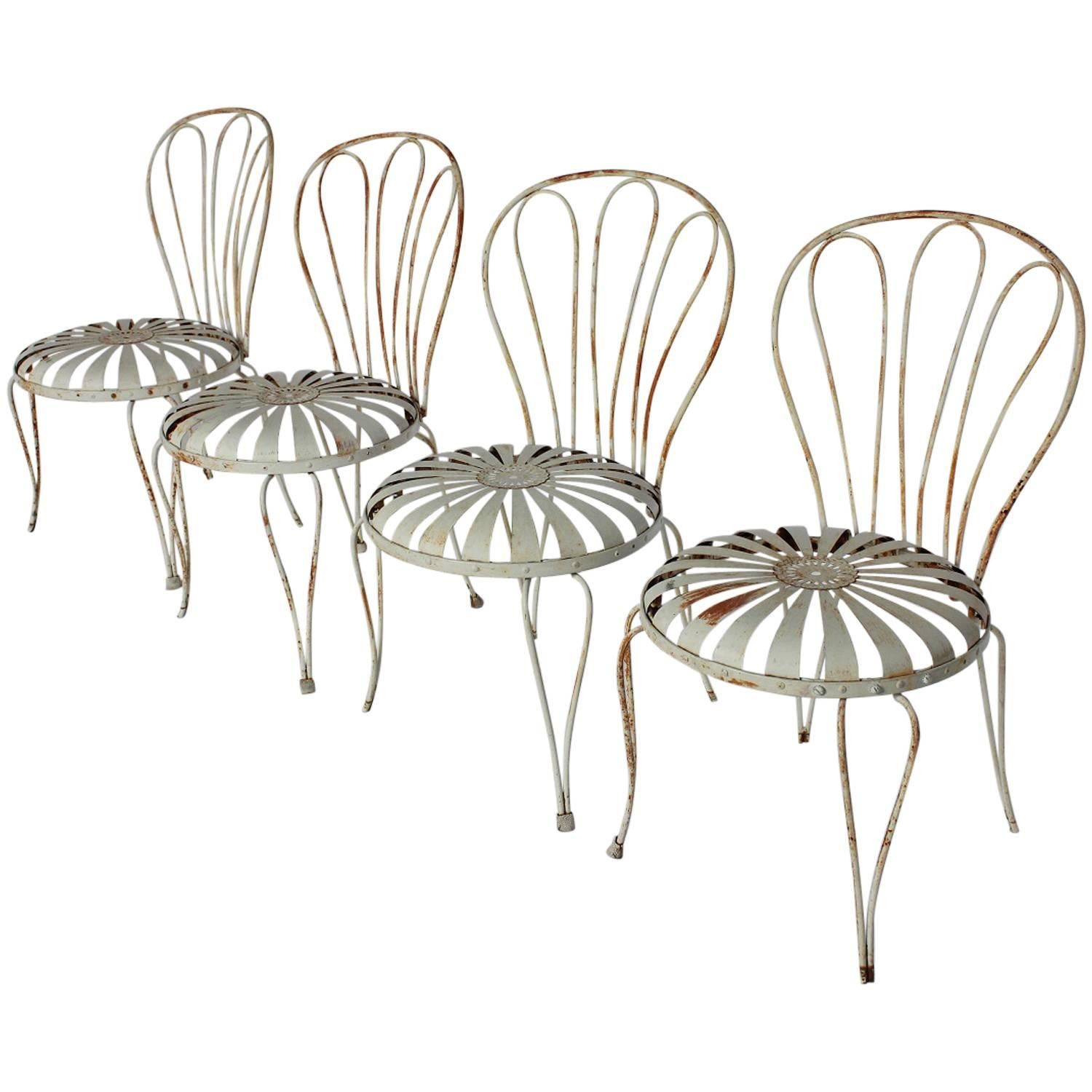 1930s French Sunburst Garden Chairs by Francois Carre For Sale
