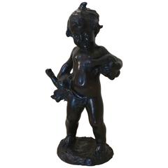 Antique 19th C. Bronze Fountain of a Child with Ducks by Donatello Gabbrielli