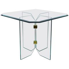Pace Style Glass and Brass End Table, 1970s