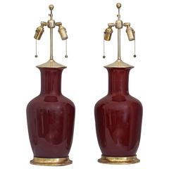 Pair of Christopher Spitzmiller Oxblood Sang De Boeuf Red Ginger Jar Lamps