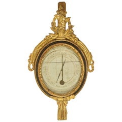louis XVI-Barometer aus Giltwood und Gemälden aus dem 18