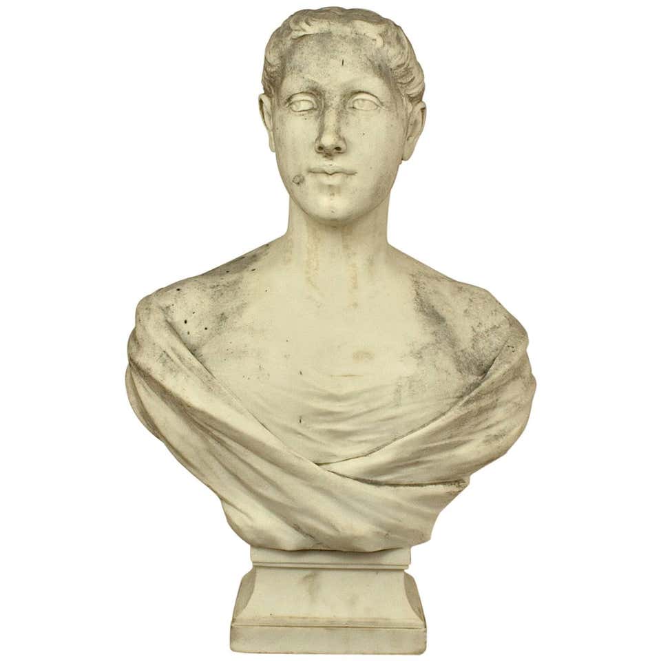 18th or 19th Century White Marble Bust of a Young Woman For Sale