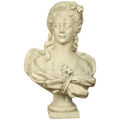 18th or 19th Century White Marble Bust of a Young Woman 4