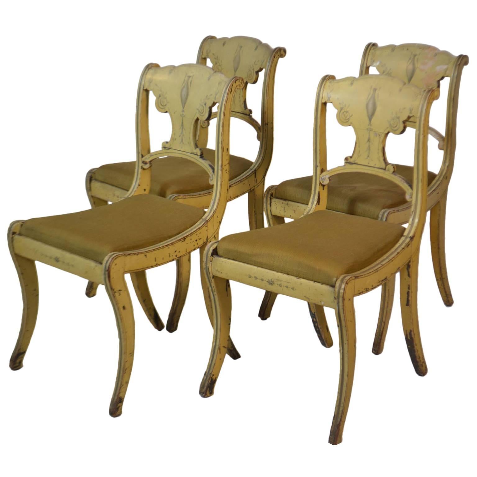 19th Century Set of Four English Small Painted Chairs