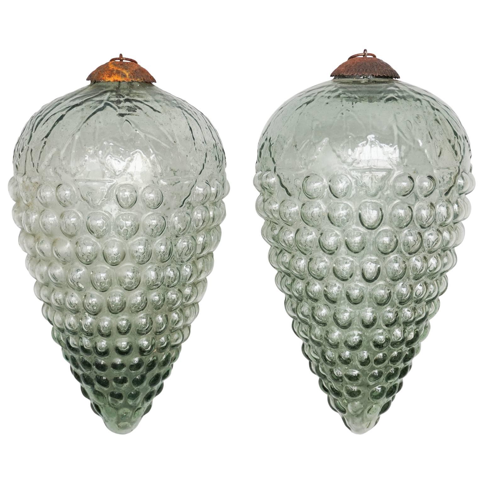 Set of Large 12" Glass Grape Kugel Christmas Ornaments