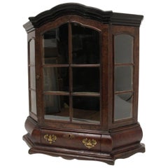 19th Century Dutch Miniature Walnut Cabinet Vitrine