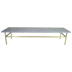 Brushed Brass and Marble-Topped Cocktail Table Attributed Harvey Probber