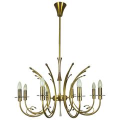 Italian brass and lucite chandelier.