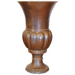 French, Neoclassical Inspired Tall Copper Urn, Mid-19th C.