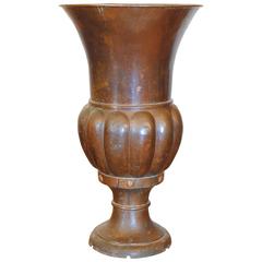 French, Neoclassical Inspired Tall Copper Urn, Mid-19th C. 