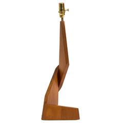 Walnut Sculptural Abstract Table Lamp