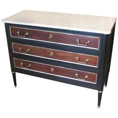 Retro Black and Brown Bureau With White Marble Top, France, 1950s