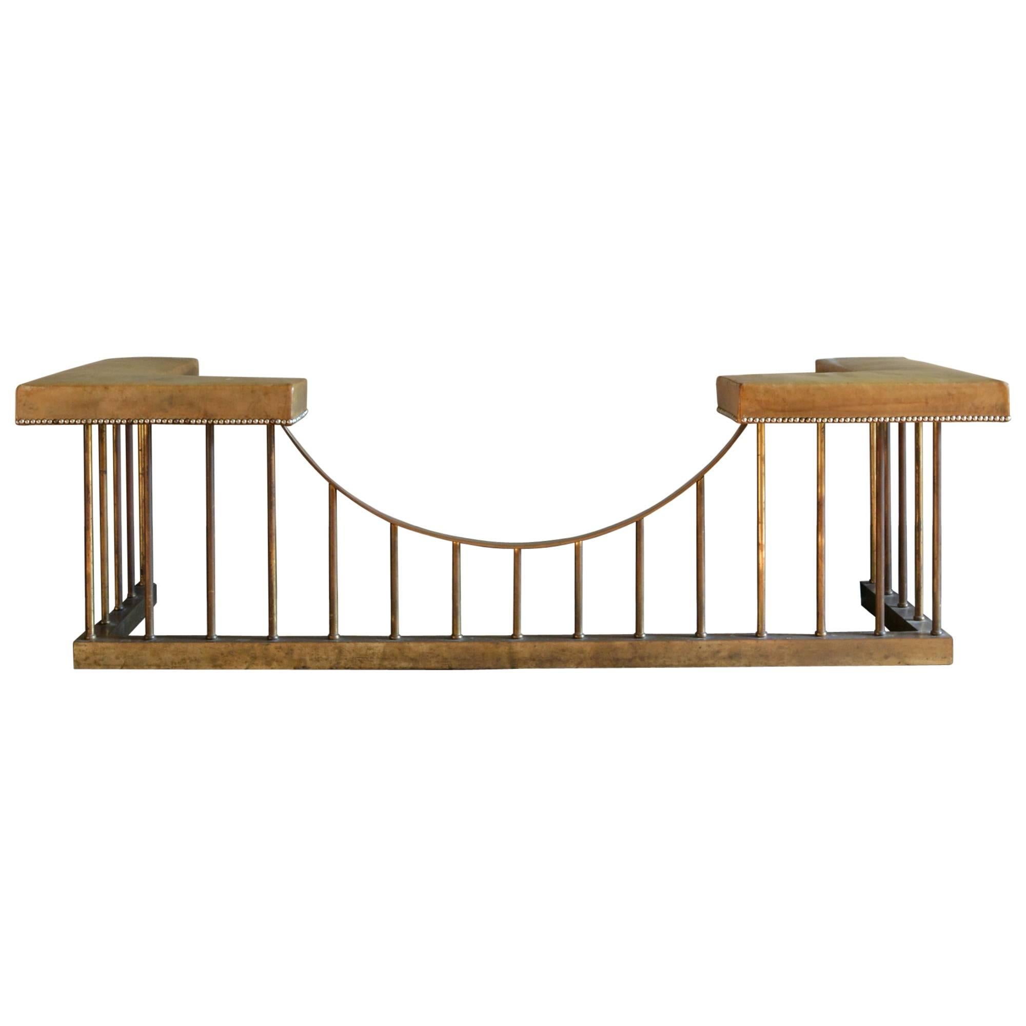 Leather Upholstered and Steel Club Fender