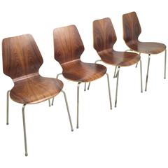 Vintage Four Danish Stacking Chairs in Rosewood