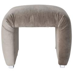 Grey Velvet Chrome Base Stool