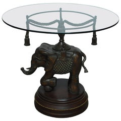 Vintage Bronze Elephant Pedestal Side Table