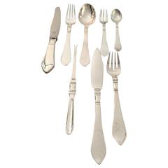 Georg Jensen Sterling Silver Flatware Continental Set of 48 Pieces