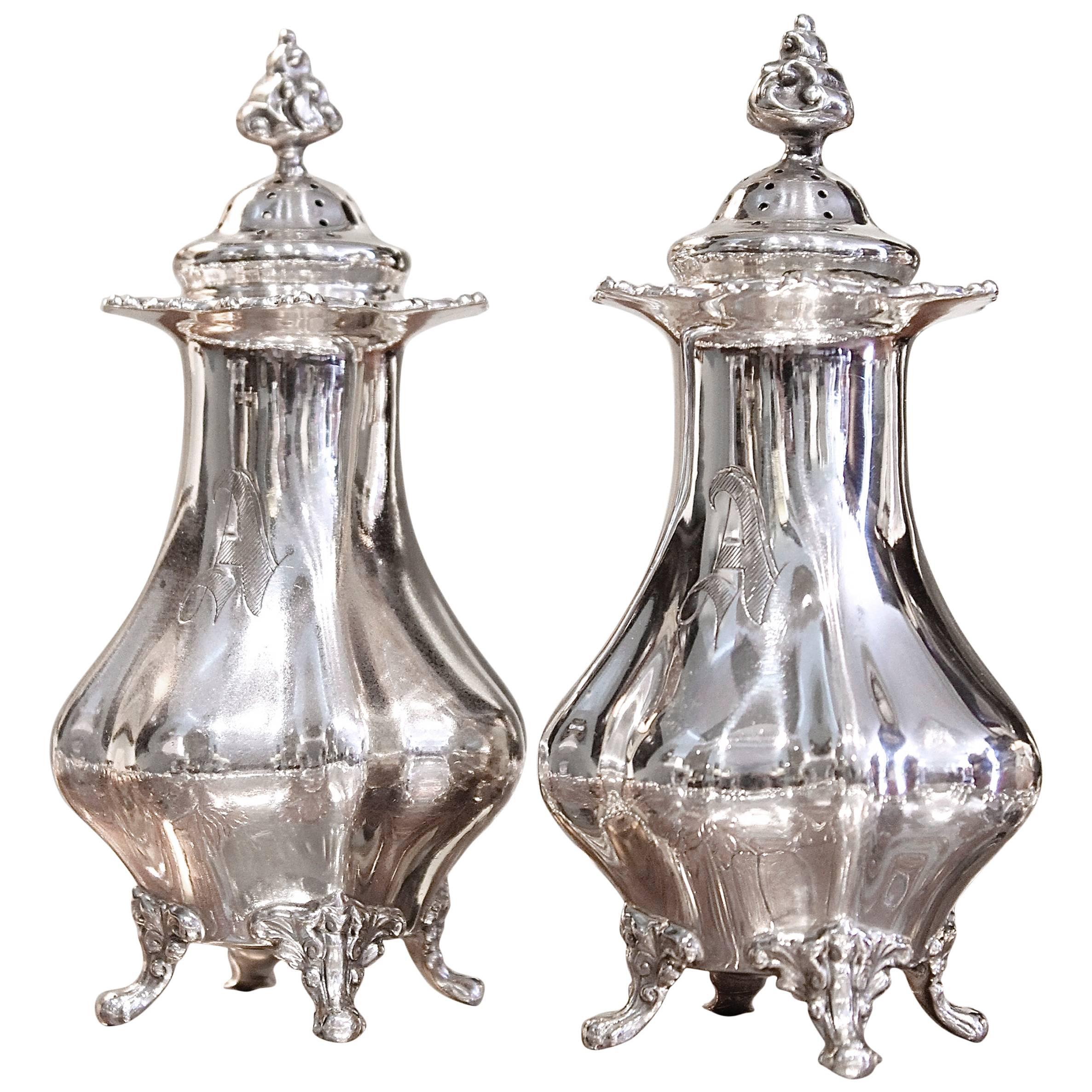 Pair of Large American Sterling Salt and Pepper Shakers by Black, Starr & Frost For Sale