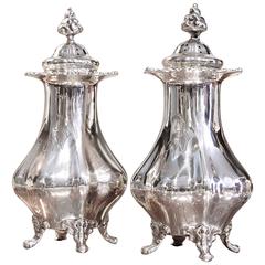 Antique Pair of Large American Sterling Salt and Pepper Shakers by Black, Starr & Frost