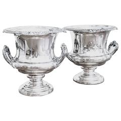 Pair of Silver on Copper Champagne Coolers