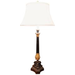Antique French Empire Style Bronze and Gilt Bronze Lamp