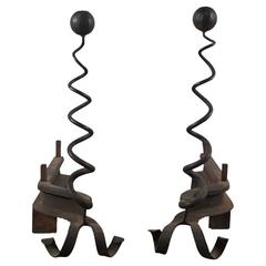 Masterfully Forged Andirons