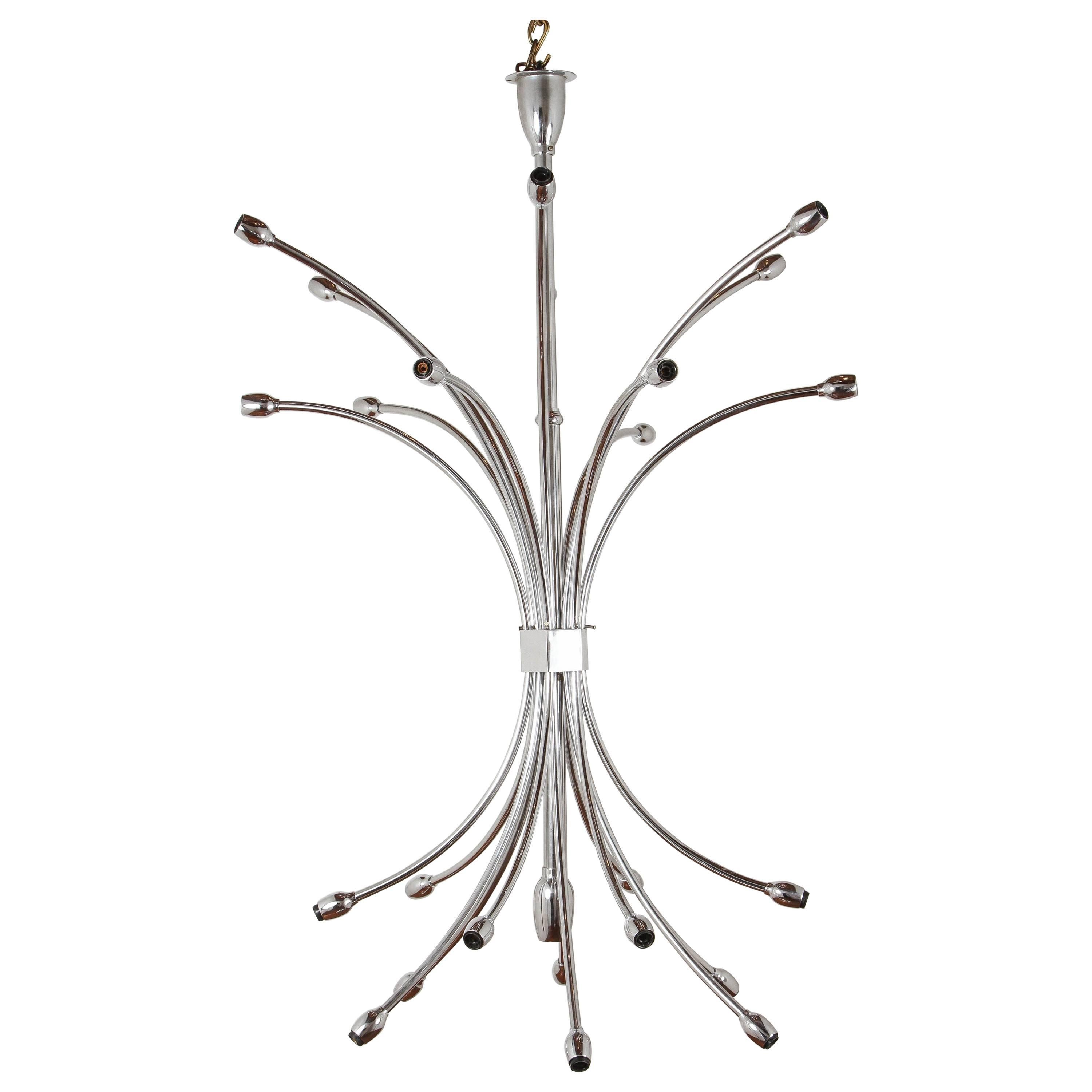 Chrome Up and Down Chandelier in the Style of Sarfatti