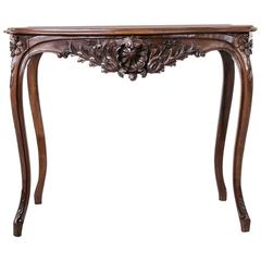 19th Century French Hand-Carved Walnut Louis XV Style Desk or Side Table