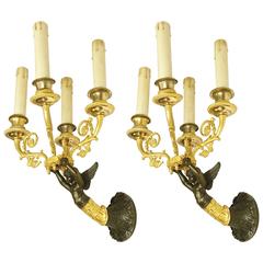 Pair of Empire Figural Four-Branch Wall-Lights, circa 1810