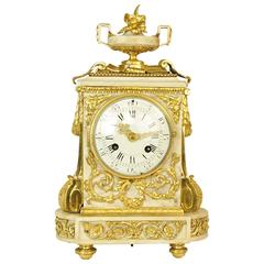 An 18th Century Louis XVI Gilt-Bronze and White Marble Mantel Clock, circa 1780 12