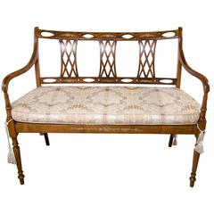 Edwardian Paint Decorated Fruitwood Settee