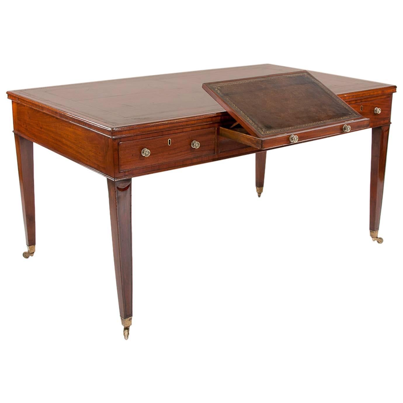 Rare Georgian Partners Writing Table with Adjustable Writing Slopes