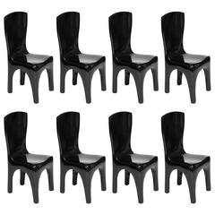 Sculpted Dining Chairs in Black Lacquer by Jacques Jarrige, 2015 1